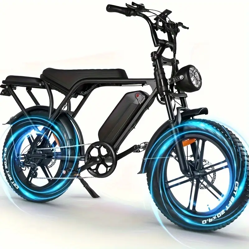 Bicicleta eléctrica, bicicleta eléctrica de montaña V8 con motor de 750 W, batería extraíble más de 15 Ah, 20 MPH, neumático de 20, bicicleta eléctrica Shi-Mano de 7 velocidades para adultos, bicicleta eléctrica de cross, bicicleta eléctrica de montaña, bicicleta eléctrica para adultos, negra detalles 1