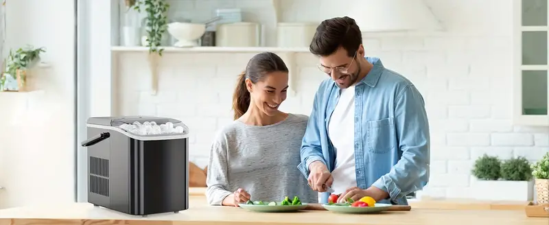 Máquina de hielo de encimera, fabricador de hielo portátil de nugget, 9 cubitos de hielo en forma de en 6 minutos, 26.5 libras en 24 , autolimpieza con asa, cesta, pala para casa, cocina/fiesta/camping/RV detalles 4