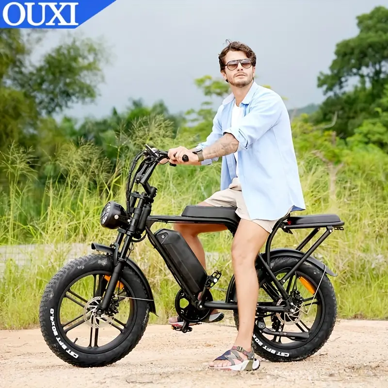 Bicicleta eléctrica, bicicleta eléctrica de montaña V8 con motor de 750 W, batería extraíble más de 15 Ah, 20 MPH, neumático de 20, bicicleta eléctrica Shi-Mano de 7 velocidades para adultos, bicicleta eléctrica de cross, bicicleta eléctrica de montaña, bicicleta eléctrica para adultos, negra detalles 2