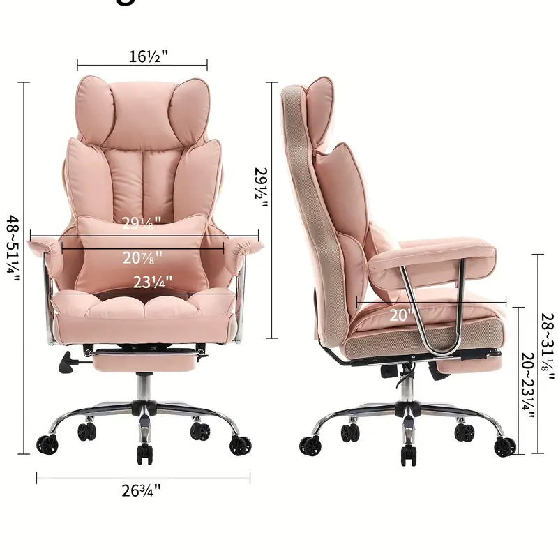 Silla de oficina para escritorio con capacidad de 400 libras, silla de oficina   y alta, silla de ordenador de cuero de PU, silla de oficina ejecutiva con reposapiés y soporte lumbar. detalles 0