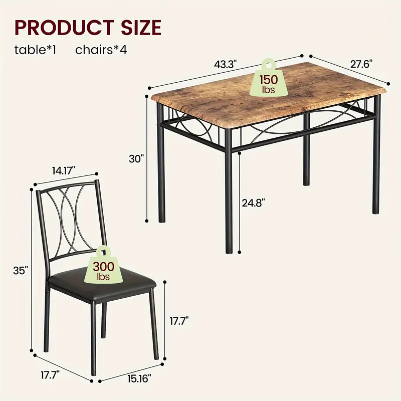 Juego de mesa de comedor para 4  , juego de mesa y sillas de comedor de cocina de 5 piezas, juego de muebles de mesa de comedor,   para apartamentos de cocina detalles 5