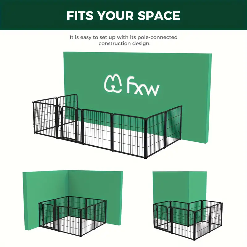 Corral para perros FXW diseñado para uso en interiores, altura de 24 para cachorros y perros pequeños, patentado detalles 6