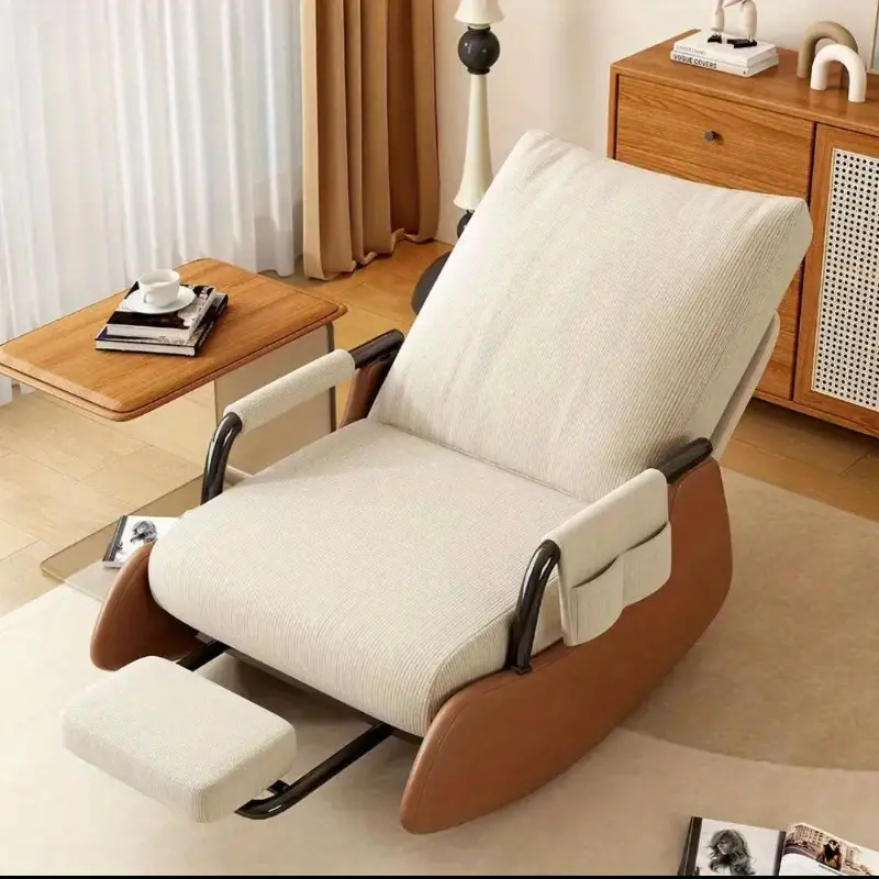 deluxe leisure rocking chair internet celebrity balcony lazy adult sofa for living room hard floor manual operation soft leather upholstery suitable for adults details 0
