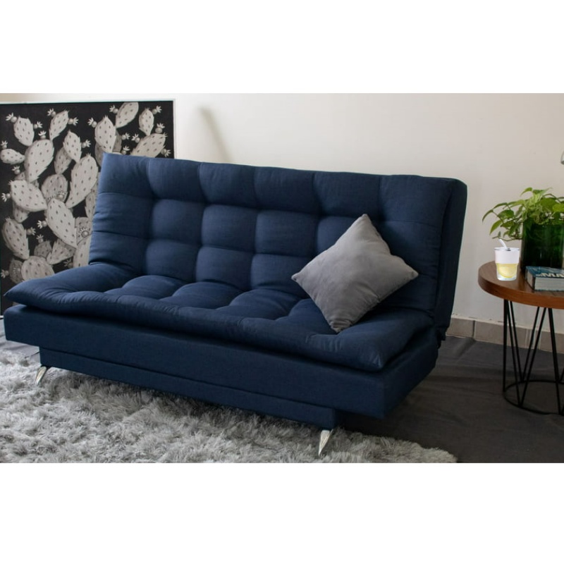 Sofá Cama Carmen Azul Denim M & E MUEBLES Matrimonial 3 Posiciones