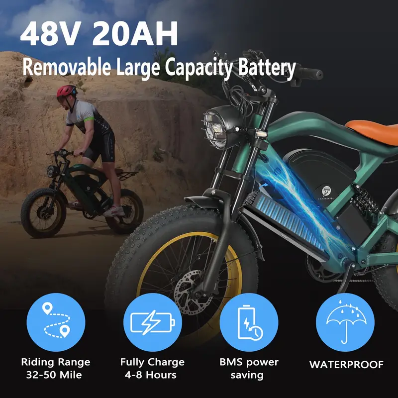 zm22 electric bike 750w 48v 20ah removable battery max speed 20mph 4 shock absorptions for adults teens urban city commuter details 2