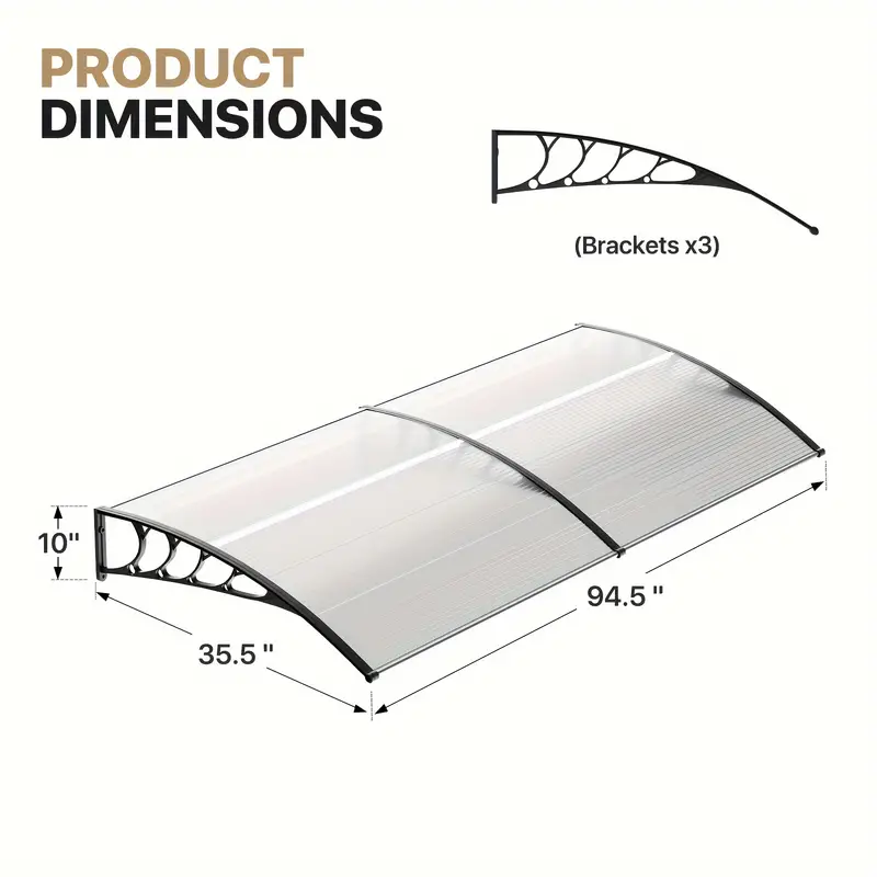 Toldo para puerta y ventana  , toldo para puerta de 95x35, toldo para puerta de policarbonato, toldo para puerta delantera  , toldo para patio para puerta delantera   detalles 4