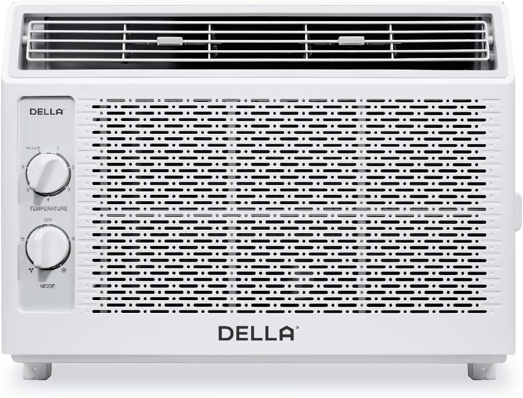DELLA 6000 BTU Energy Saving Window Air Conditioner, Work with Alexa, Cools Up to 250 Sq. Ft, GEO Location, AC Unit with WIFI Smart Controls, Remote, Dehumidifier, Fan, Reusable Filter, Easy Install