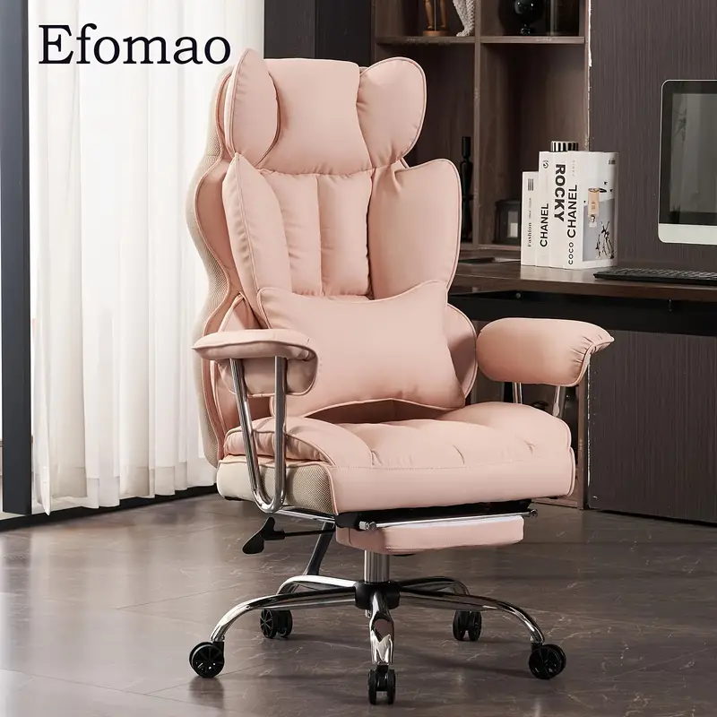 Silla de oficina para escritorio con capacidad de 400 libras, silla de oficina   y alta, silla de ordenador de cuero de PU, silla de oficina ejecutiva con reposapiés y soporte lumbar. detalles 1