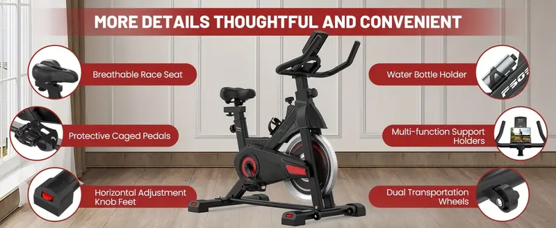 exercise bike stationary bikes for home indoor cycling bike cycle bike with digital display comfortable seat cushion help you understand your exercise progress and adjust your exercise plan enjoy exercising and entertainment simultaneously details 1