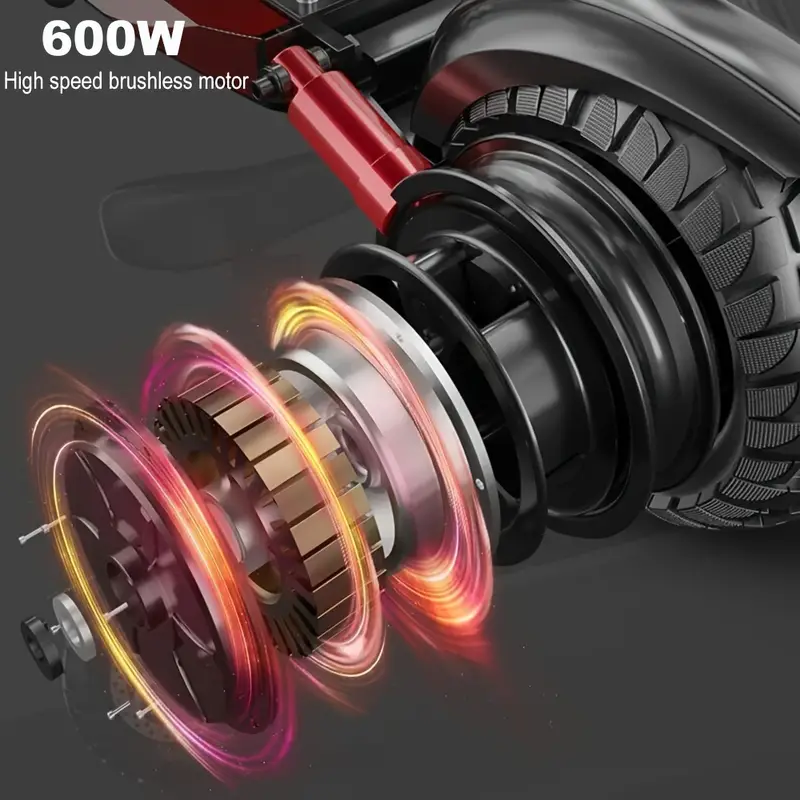 Neumáticos neumáticos de 10 pulgadas, suspensión dual, scooter eléctrico, batería de larga duración, velocidad de 20 millas por , con asiento, motor de , alcance de 31 millas. detalles 8