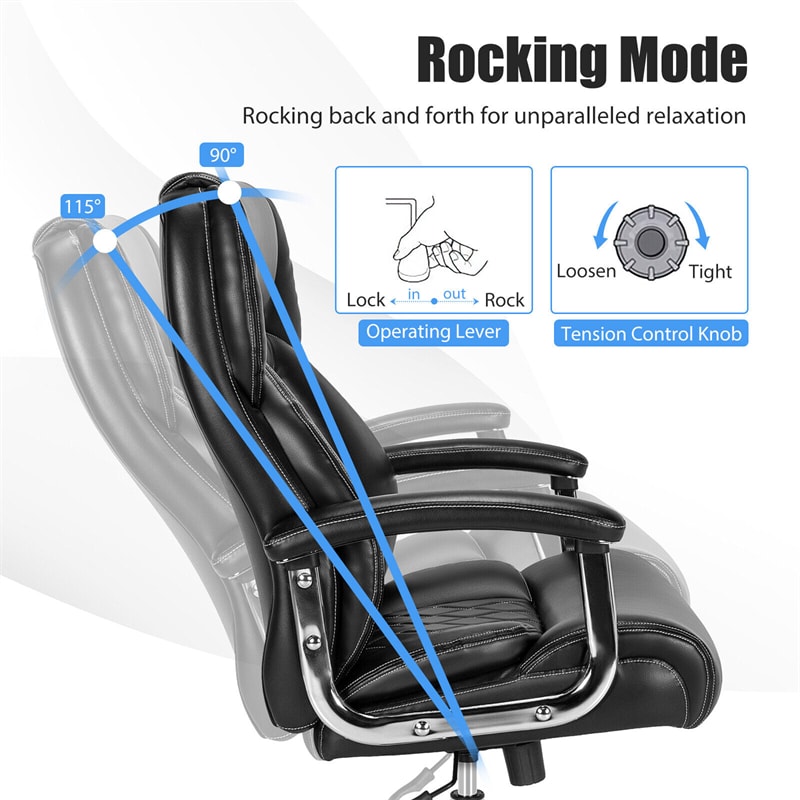 Silla de oficina giratoria de altura ajustable de 500 libras, silla de escritorio para computadora, silla ejecutiva de cuero con Base de Metal resistente