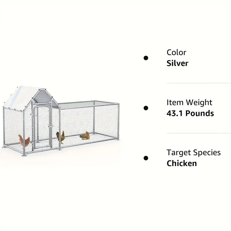 Pequeño gallinero de metal  , corral para gallinas, jaula de alambre galvanizado para gallinas y patos, jaulas para conejos con cubierta impermeable y antiultravioleta para exteriores, patio trasero y granja detalles 7