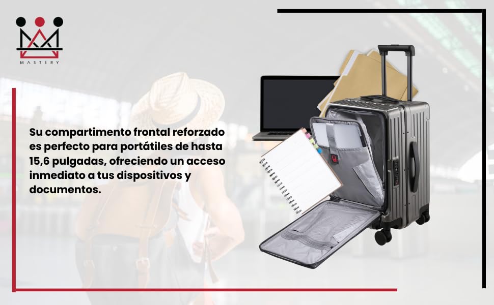 Maleta de viaje carry on suitcase expandible mano 15 kg con espacio para computadora y documentos