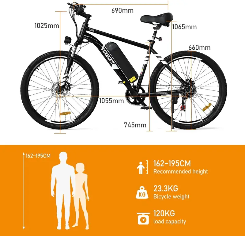 Bicicleta eléctrica HITWAY BK15M para adultos, con neumáticos de 26 2.125/4.0 de goma gruesa, bicicleta eléctrica de 12Ah/15Ah con batería removible, bicicleta de montaña de 500W/750W para nieve y playa con 7 velocidades, certificada UL2849 detalles 6