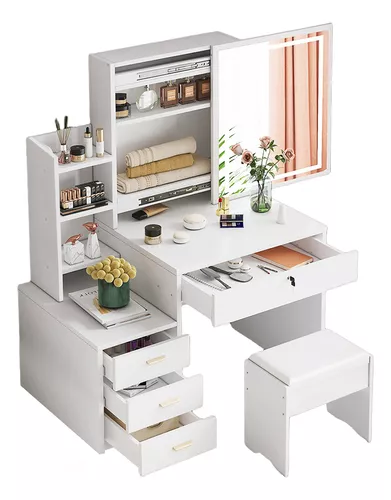 Multifuncional Tocador Vanity Con Espejo Y Cajón Recamara