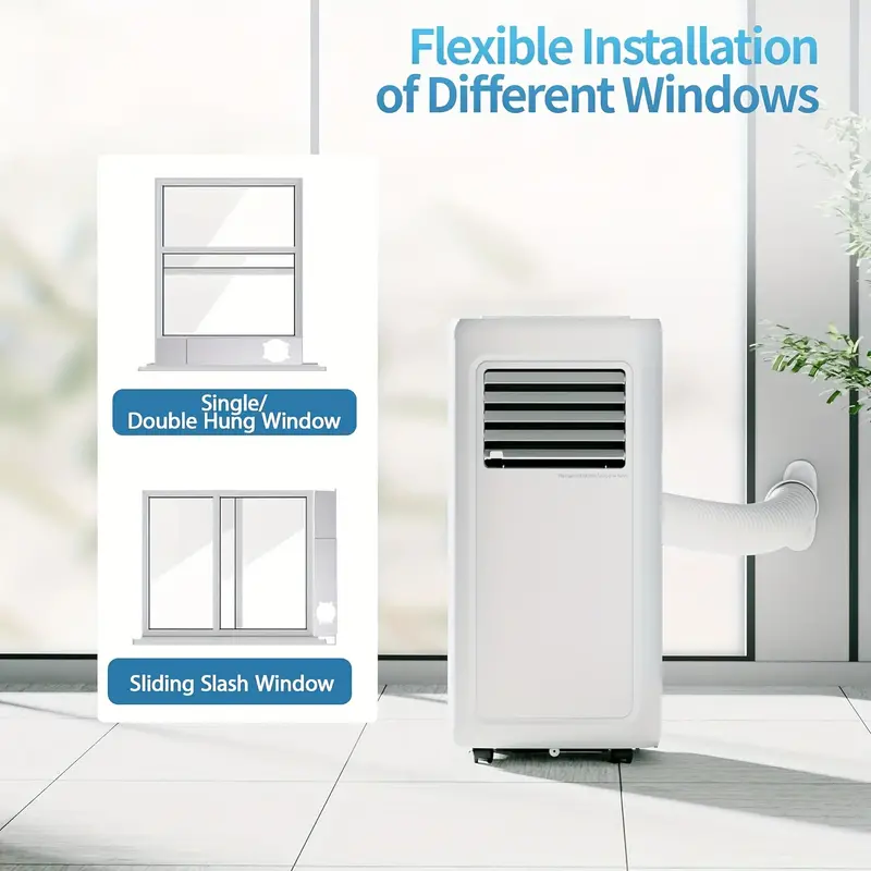 versatile 8000 btu portable air conditioning unit for rooms up to 350 sq ft features cooling dehumidifying and fan modes includes installation kit and remote control white details 2