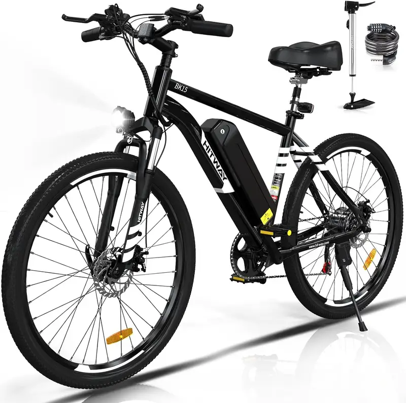 Bicicleta eléctrica HITWAY BK15M para adultos, con neumáticos de 26 2.125/4.0 de goma gruesa, bicicleta eléctrica de 12Ah/15Ah con batería removible, bicicleta de montaña de 500W/750W para nieve y playa con 7 velocidades, certificada UL2849 detalles 0