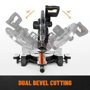 12-Inch Dual-Bevel , Compund Sliding , Ambidextrous Operation, 3800RPM, 4.2 x 13in Cutting Capacity, Laser Guide, 0-45 Bevel & Miter Cut, 9 Positive Stops, 15-Amp Corded details 4