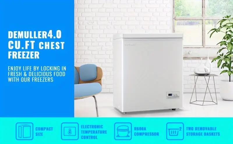   chest freezer 4 0 cu ft ultra low temperature deep freezers down to 12 50 f with 2 removable baskets accurate display of cabinet temp freestanding details 0