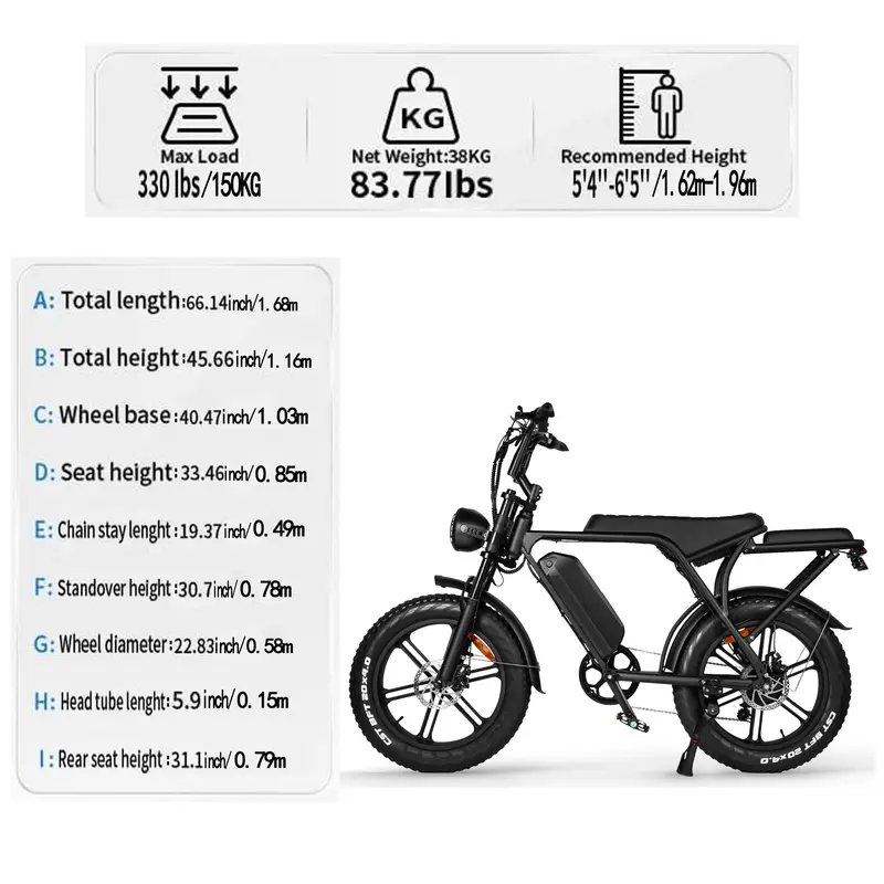Bicicleta eléctrica, bicicleta eléctrica de montaña V8 con motor de 750 W, batería extraíble más de 15 Ah, 20 MPH, neumático de 20, bicicleta eléctrica Shi-Mano de 7 velocidades para adultos, bicicleta eléctrica de cross, bicicleta eléctrica de montaña, bicicleta eléctrica para adultos, negra detalles 6
