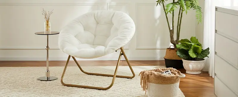 Sillas Platillo Plegables Sillón Lounge, Cómodo y Robusto Mueble Lounge Silla Plegable para Camping, Patio, Sala de Estar, Dormitorio detalles 7