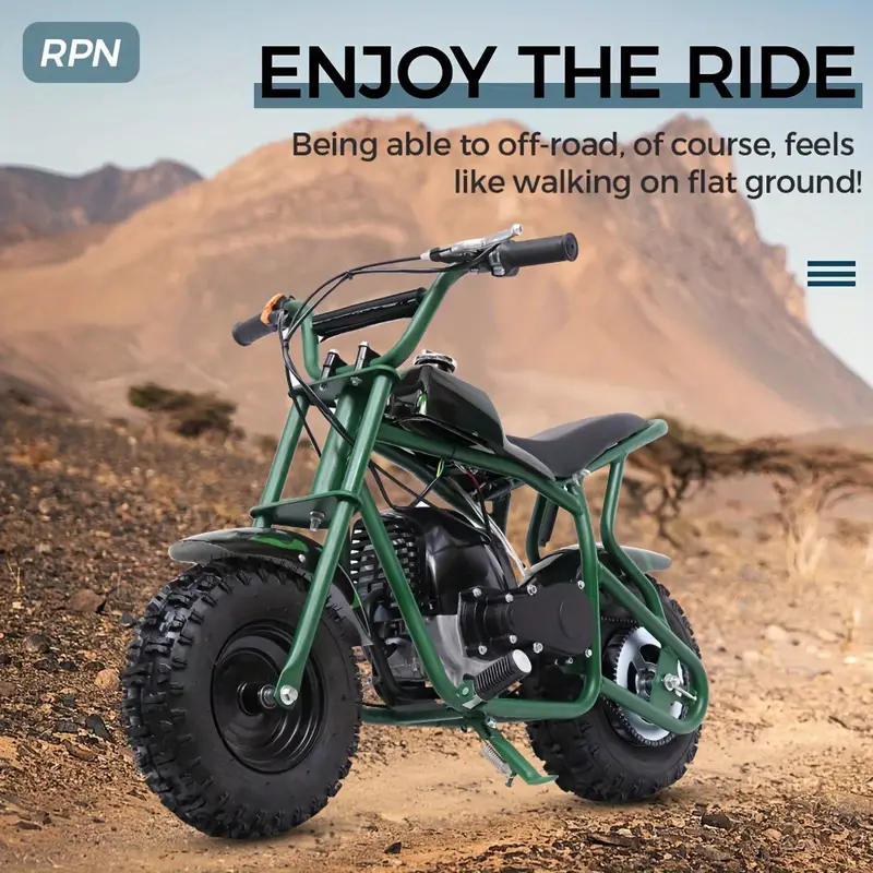 RPN DB003, 50CC 2-       , Motocicleta todoterreno a  ,   20 MPH,     de  , asiento acolchado  ,    s y aprobación de la EPA, Soporta   165  . detalles 8
