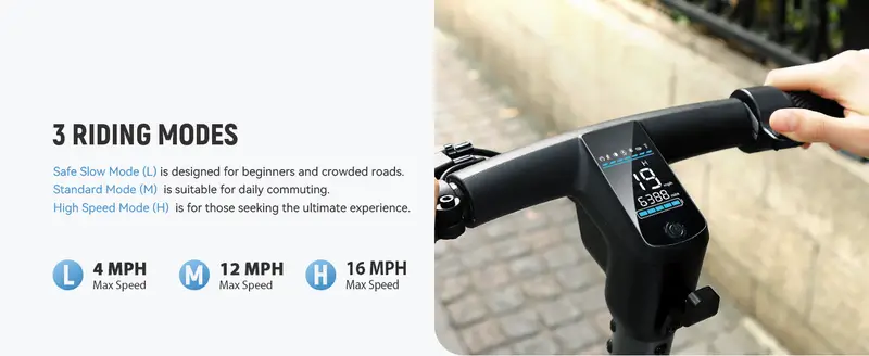 Scooter eléctrico plegable de 300W con neumáticos sólidos de 8.5 y alcance de 15 millas, velocidad de 16MPH, ideal para adultos y transporte diario detalles 7