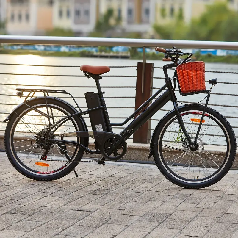 Bicicleta eléctrica de 26 para adultos, Pico 750W Bicicleta eléctrica de ciudad con marco bajo y batería de 48V/374Wh, 50 millas de autonomía, bicicleta eléctrica de paso con cesta para desplazamientos diarios detalles 2