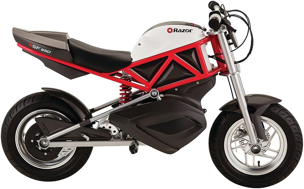 Razor RSF650, Razor Street Fighter, Motocicleta Eléctrica, Diseñado con Auténtico Estilo Inspirado en las Motocicletas de Calle, Hasta 27 km/h, Hasta 50 minutos Uso, Ruedas Mag 405mm,16+,100 kg-RojoB