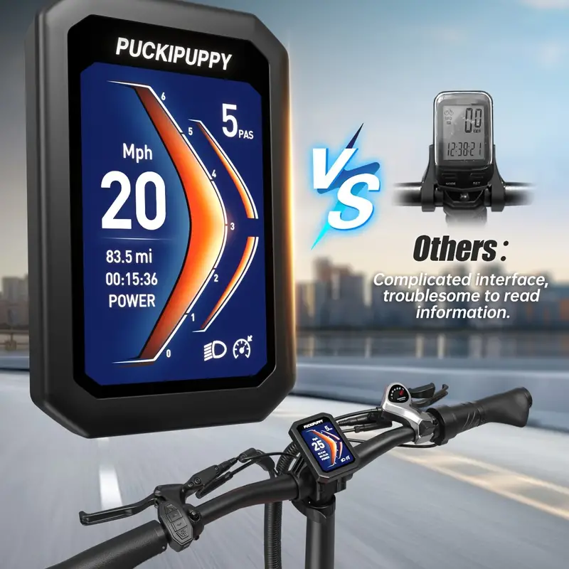 PUCKIPUPPY   for Adult with 750W Motor, 48V 18AH Cells Battery, Pickup Class 450 LB Load   with 20 Fat Tire and Large Basket, 60 Miles Range, for City and Mountain Road, Husky details 4