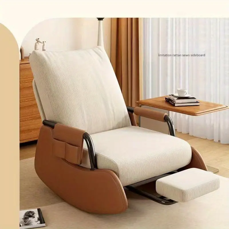 deluxe leisure rocking chair internet celebrity balcony lazy adult sofa for living room hard floor manual operation soft leather upholstery suitable for adults details 1