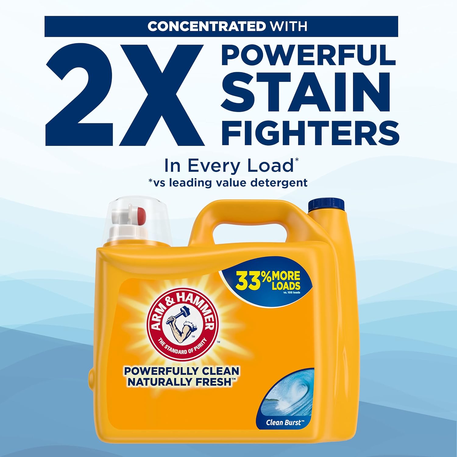 Detergente líquido para ropa Arm & Hammer Clean Burst, 170 cargas, 170 onzas líquidas