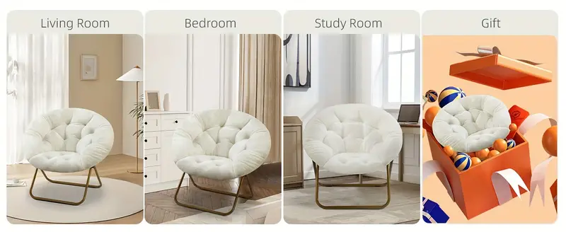 Sillas Platillo Plegables Sillón Lounge, Cómodo y Robusto Mueble Lounge Silla Plegable para Camping, Patio, Sala de Estar, Dormitorio detalles 3