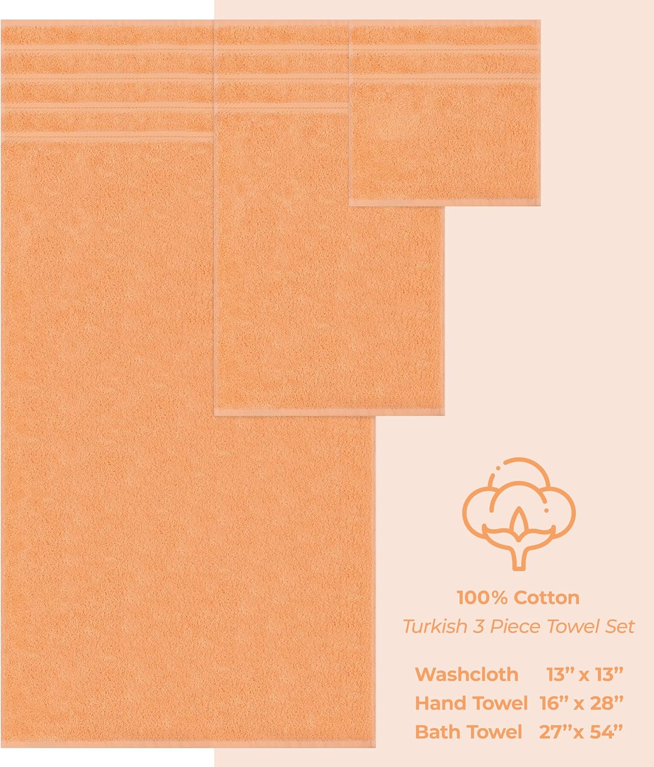 Juego de toallas de lujo American Soft Linen de 6 piezas: 2 toallas de baño, 2 toallas de mano y 2 toallitas, 100 % algodón turco, color gris claro.