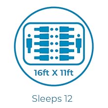Tamaño del piso de 15 pies por 12 pies para 12 personas de gran familia, camping, grande, espacioso, alto techo alto