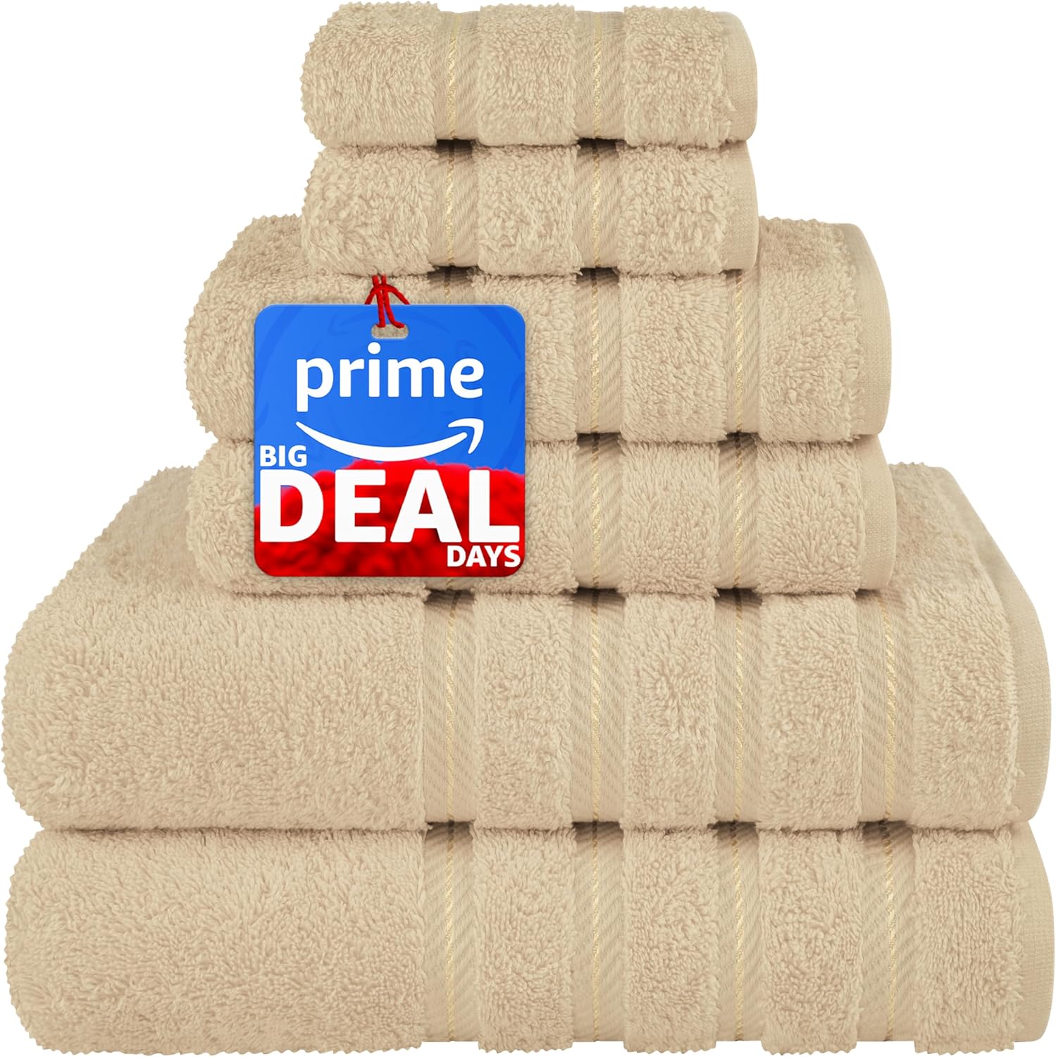 Juego de toallas de lujo American Soft Linen de 6 piezas: 2 toallas de baño, 2 toallas de mano y 2 toallitas, 100 % algodón turco, color gris claro.