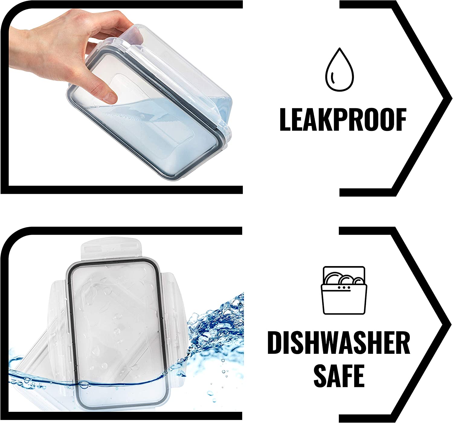 Juego de 50 recipientes para almacenar alimentos con tapas, de plástico hermético y sin BPA, para organizar la cocina, preparar comidas y llevar el almuerzo (incluye etiquetas y bolígrafo).