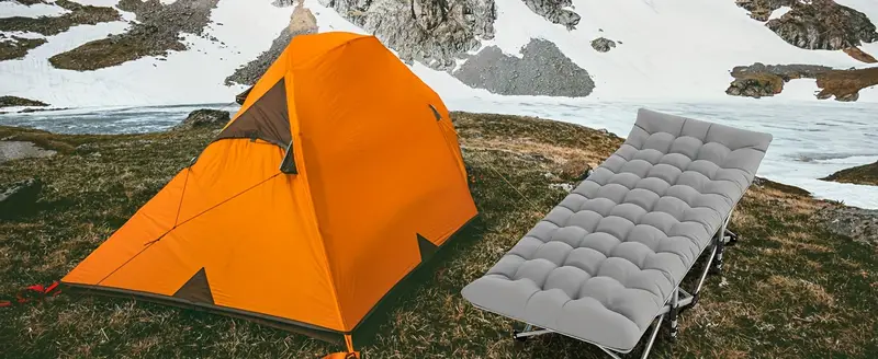 Cama plegable para acampar con colchón, catres para dormir para adultos, cama portátil para acampar con bolsa de transporte, gris de alta resistencia detalles 7