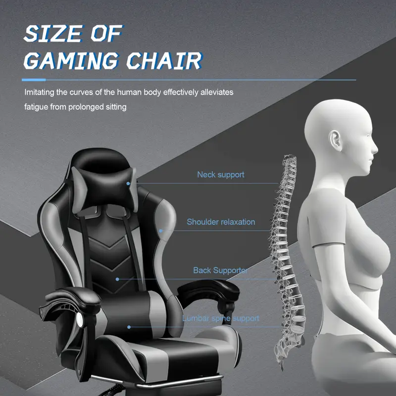Silla de juego Black-Pink, Black-White, Black-Gray, Black-Red, silla de juego para adultos, silla de ordenador ergonómica para adolescentes, silla de   de carreras con soporte lumbar. detalles 3