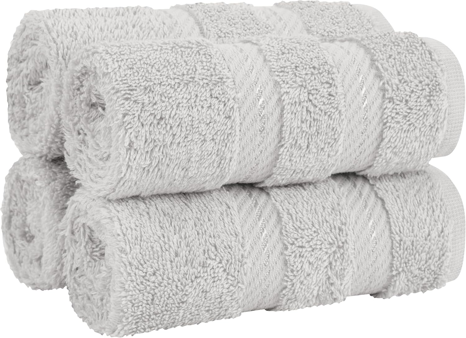 Juego de toallas de lujo American Soft Linen de 6 piezas: 2 toallas de baño, 2 toallas de mano y 2 toallitas, 100 % algodón turco, color gris claro.