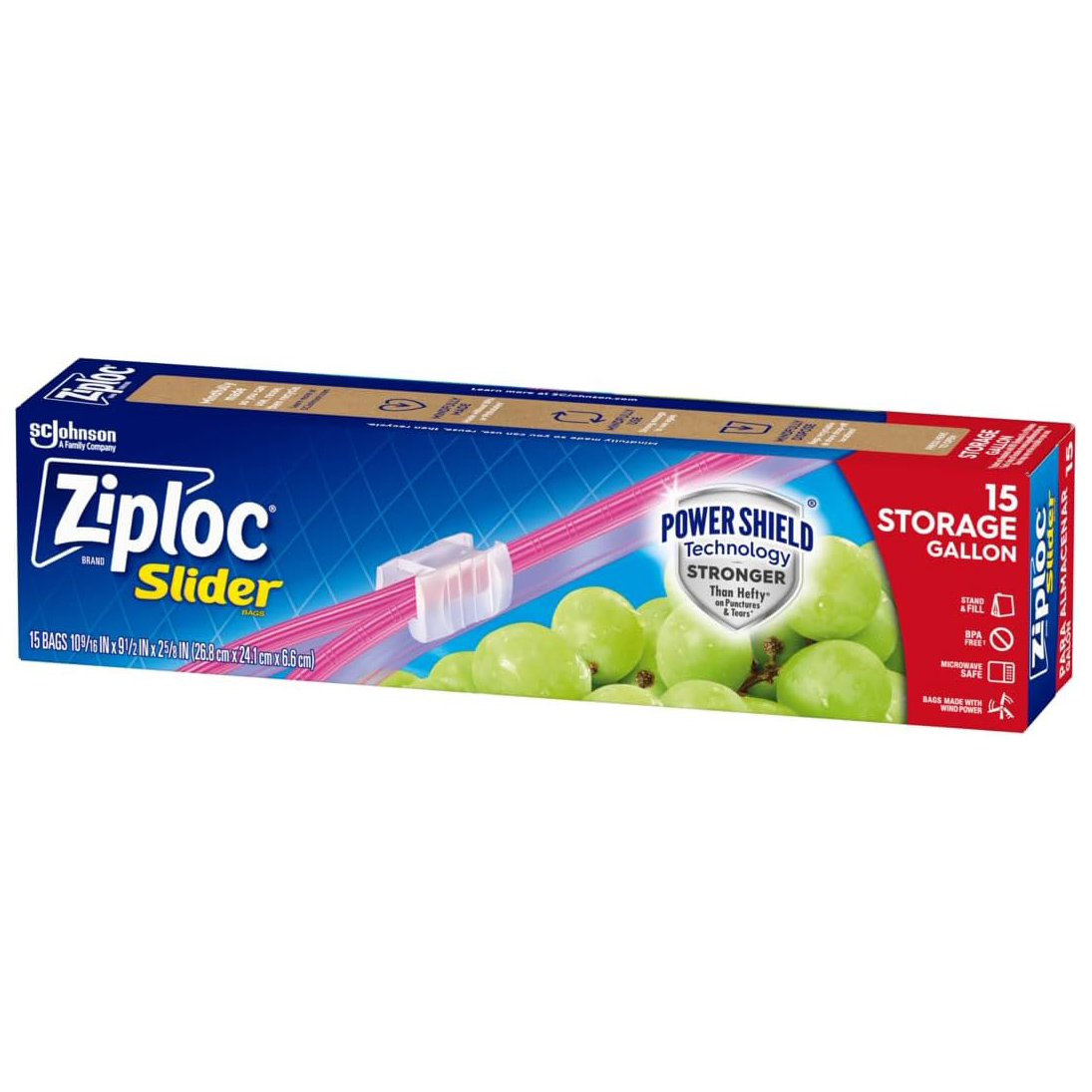 Bolsas Ziploc de un galón para almacenar alimentos, con tecnología Power Shield para mayor durabilidad, 104 bolsas en total