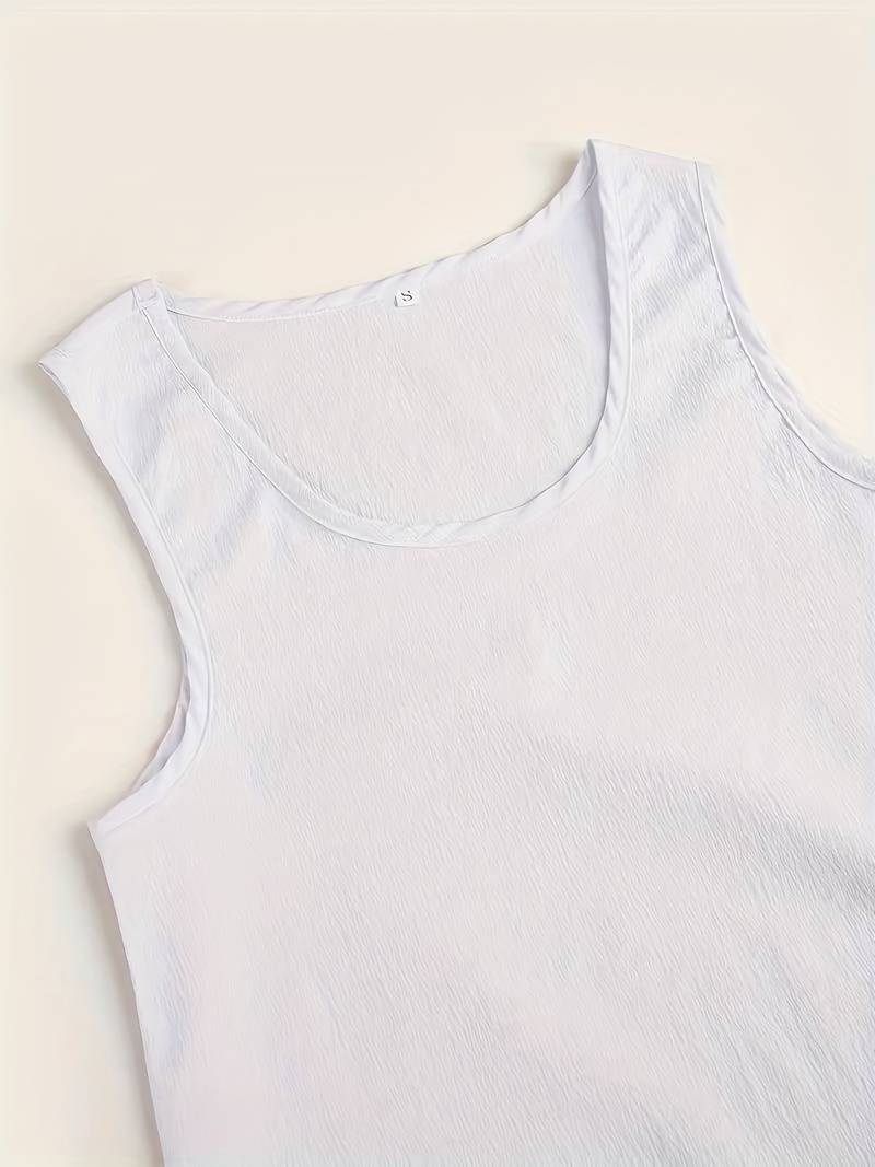 Set de dos piezas combinables de color liso, camiseta sin mangas casual y conjuntos de panta