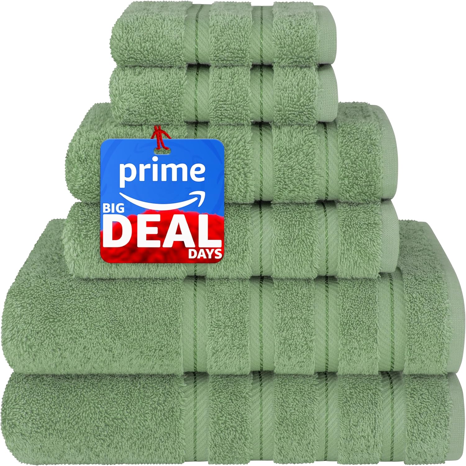 Juego de toallas de lujo American Soft Linen de 6 piezas: 2 toallas de baño, 2 toallas de mano y 2 toallitas, 100 % algodón turco, color gris claro.