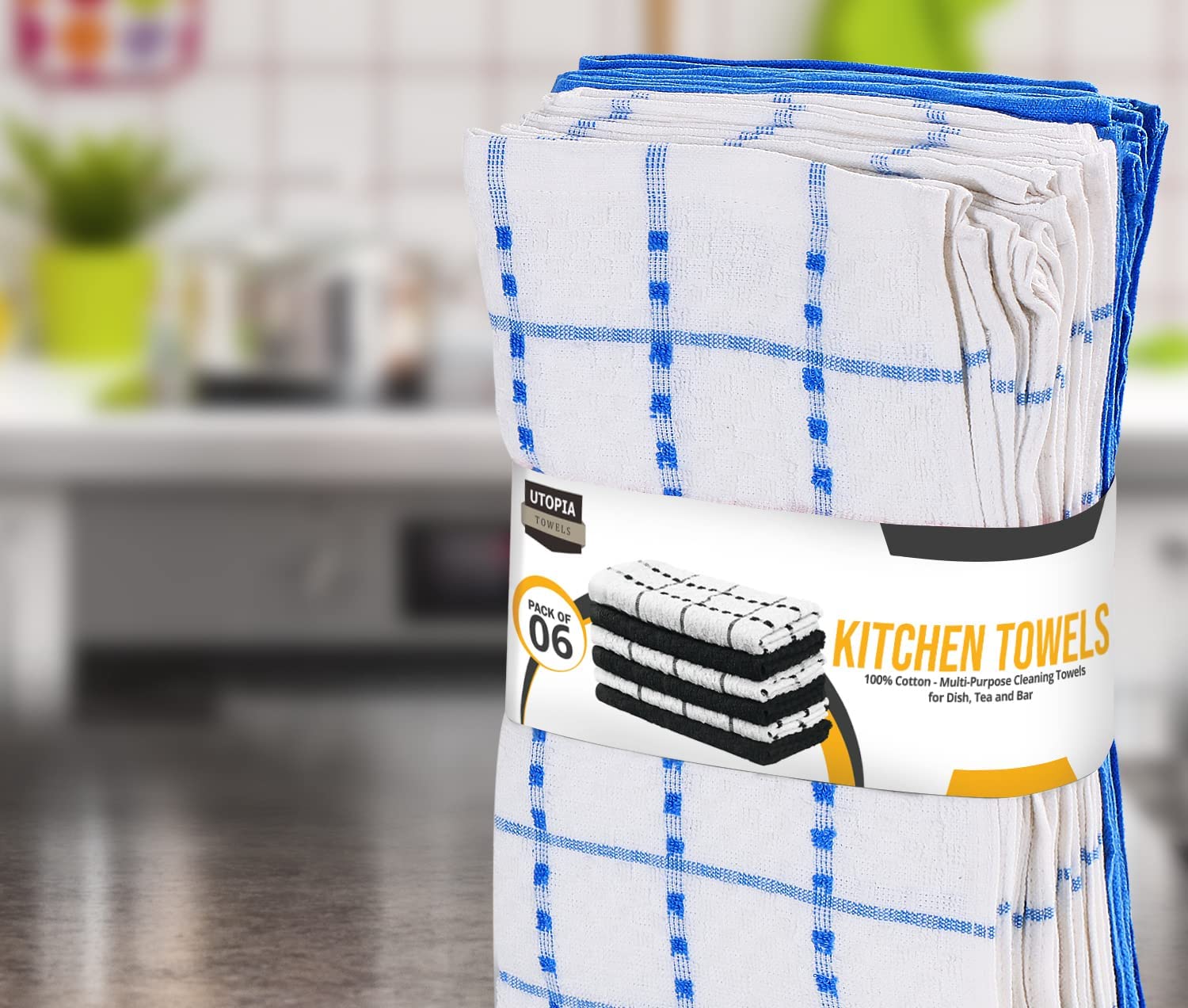 Toallas de cocina (paquete de 12), 15 x 25 pulgadas, 100 % algodón hilado en anillos, súper suaves y absorbentes, juego de toallas de cocina, paños de cocina y toallas de bar (negro)