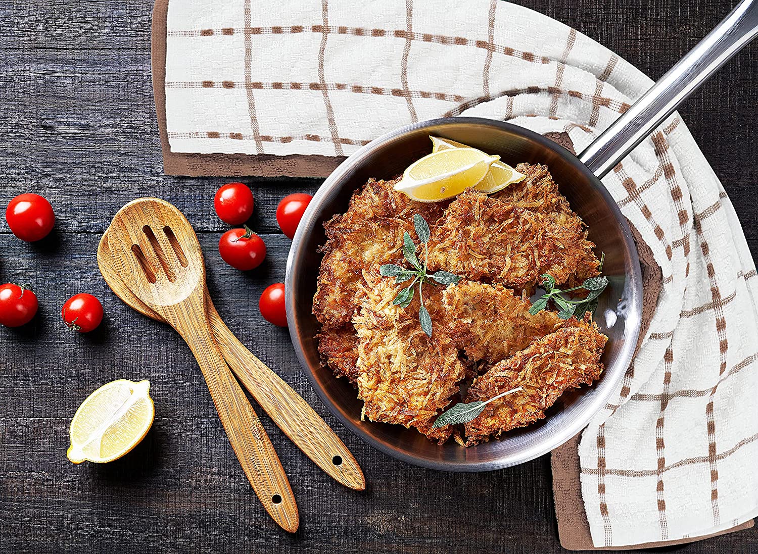 Toallas de cocina (paquete de 12), 15 x 25 pulgadas, 100 % algodón hilado en anillos, súper suaves y absorbentes, juego de toallas de cocina, paños de cocina y toallas de bar (negro)