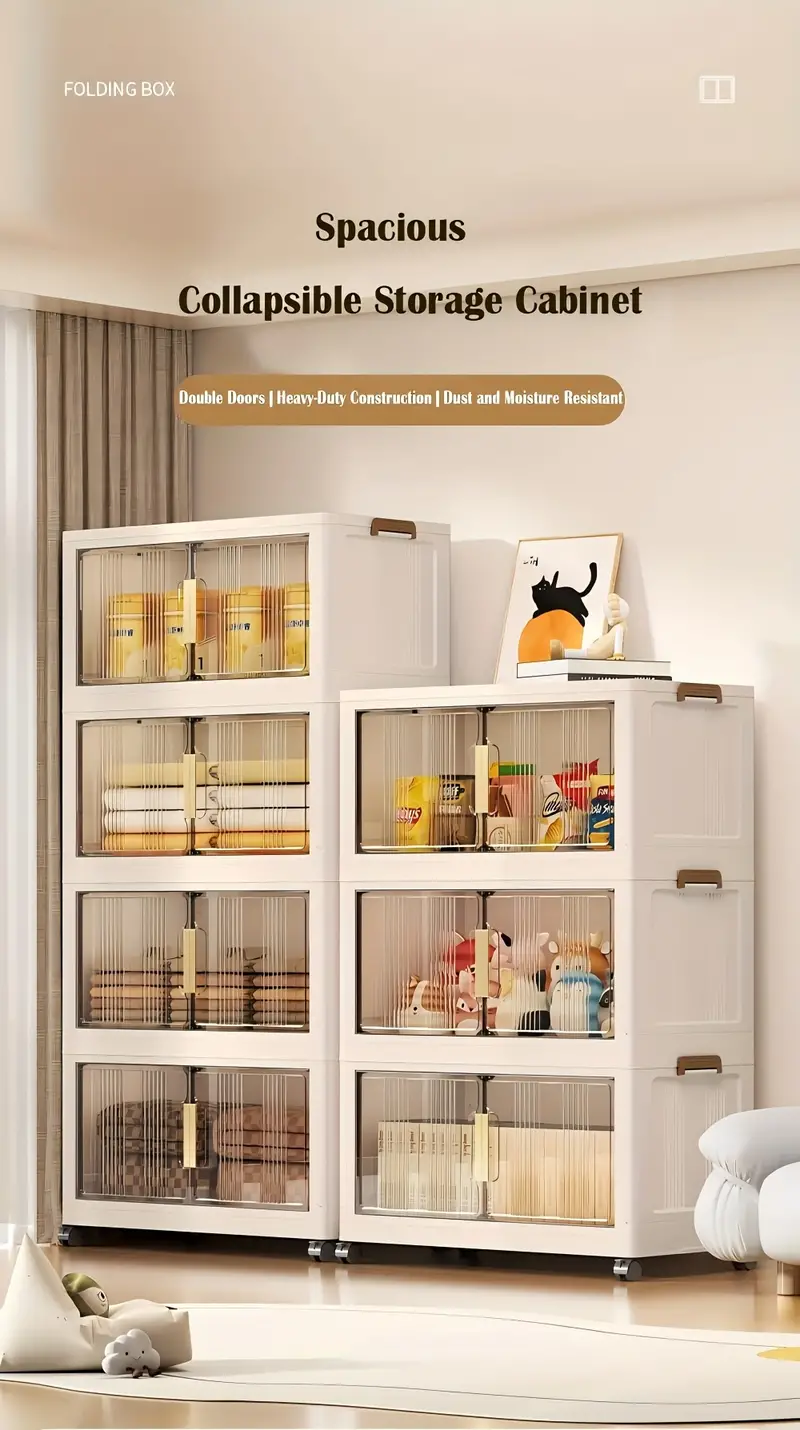 5 Contenedores de almacenamiento de plástico de 5 niveles con tapas - Gabinete de almacenamiento extragrande de 29.2 de ancho, contenedores apilables plegables con ruedas, sistema organizador plegable para armario, baño, hogar, oficina, dormitorio detalles 0
