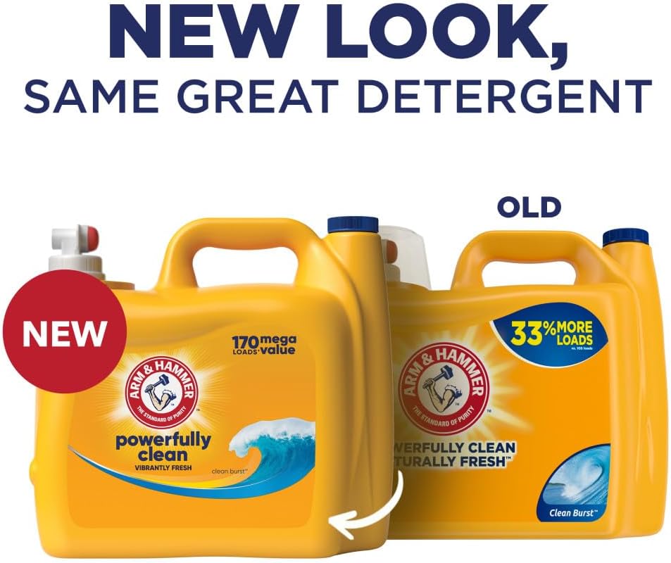 Detergente líquido para ropa Arm & Hammer Clean Burst, 170 cargas, 170 onzas líquidas