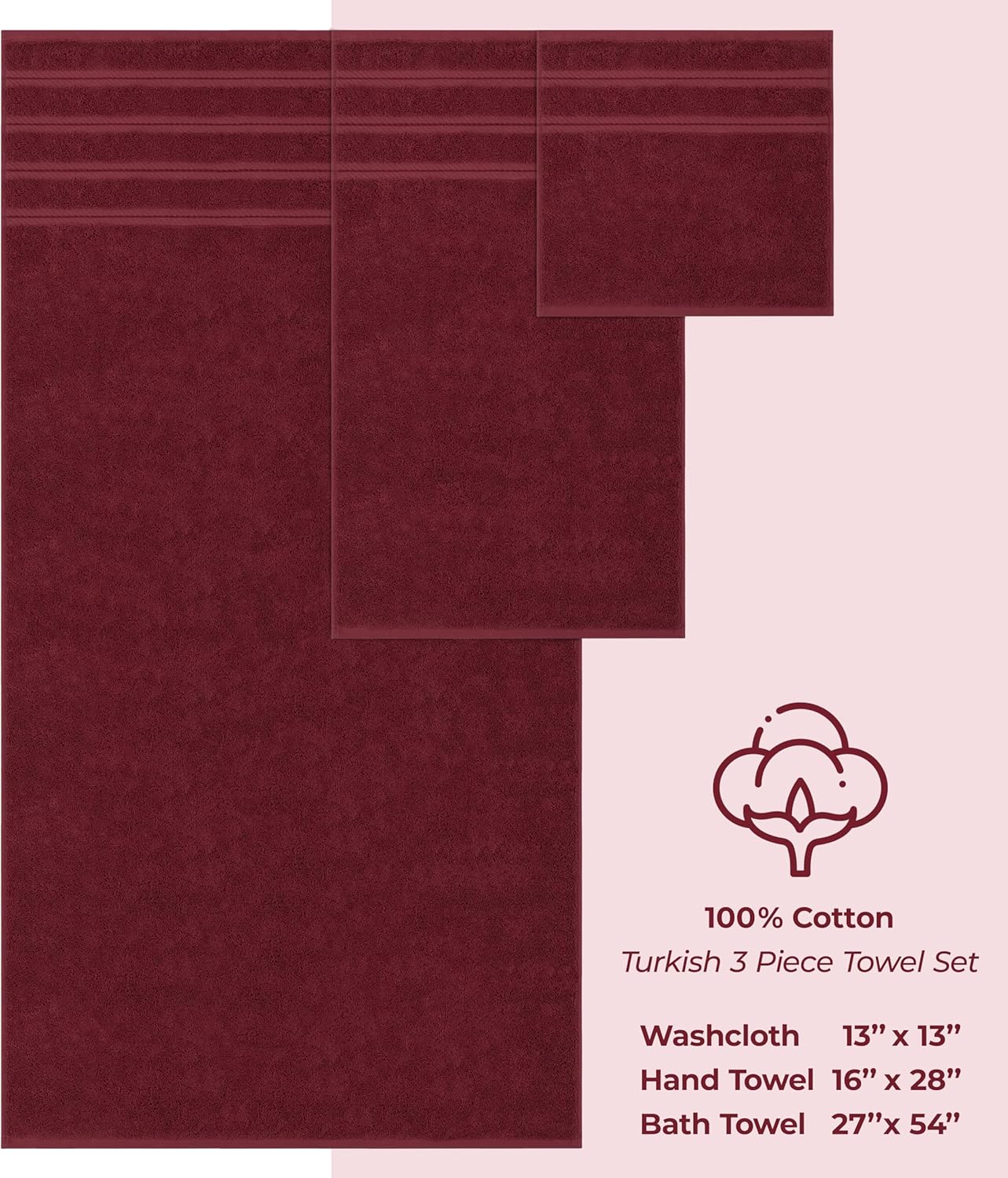 Juego de toallas de lujo American Soft Linen de 6 piezas: 2 toallas de baño, 2 toallas de mano y 2 toallitas, 100 % algodón turco, color gris claro.