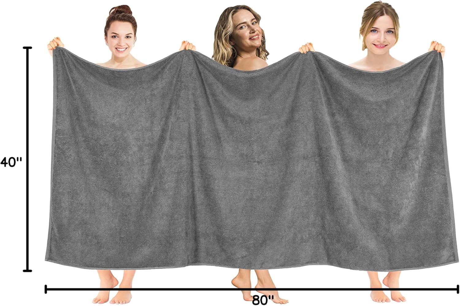 Juego de toallas de lujo American Soft Linen de 6 piezas: 2 toallas de baño, 2 toallas de mano y 2 toallitas, 100 % algodón turco, color gris claro.