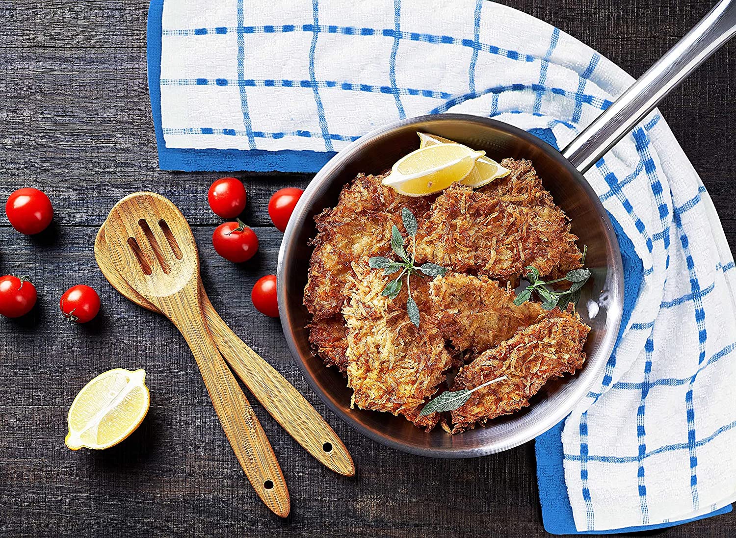 Toallas de cocina (paquete de 12), 15 x 25 pulgadas, 100 % algodón hilado en anillos, súper suaves y absorbentes, juego de toallas de cocina, paños de cocina y toallas de bar (negro)